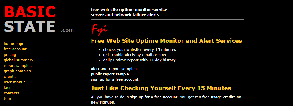 Basicstate free website alert